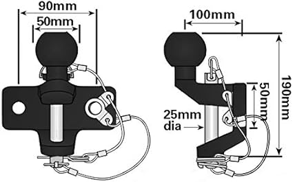 50mm Ball & Pin Hitch – Heavy Duty Towball Assembly-Black