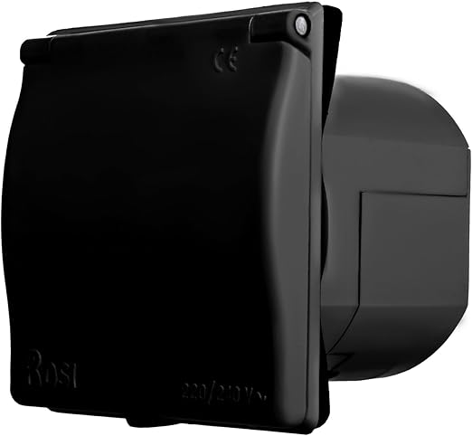 240V 16A Flush Fit Mains Socket – IP44 Splashproof-Black