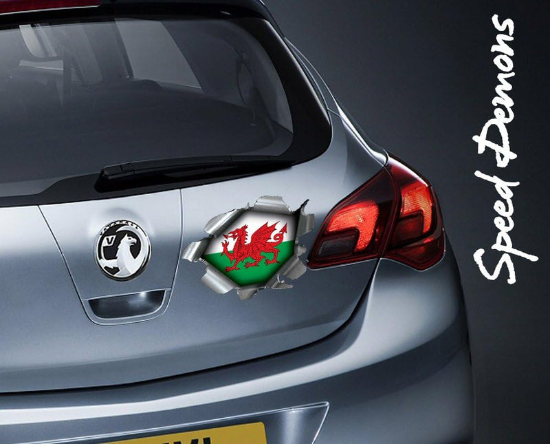 Speed Demons Flag Sticker – Self Adhesive Graphic-Wales-Extra Large