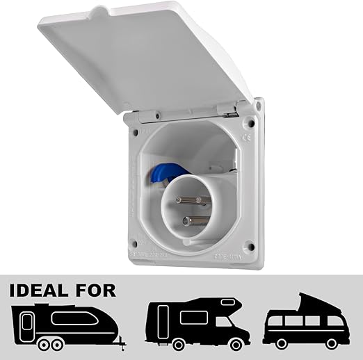 240V 16A Flush Fit Mains Socket – IP44 Splashproof-White