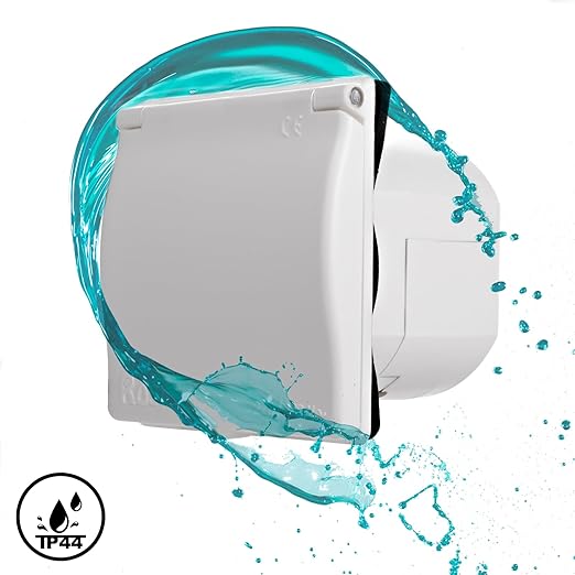 240V 16A Flush Fit Mains Socket – IP44 Splashproof-White