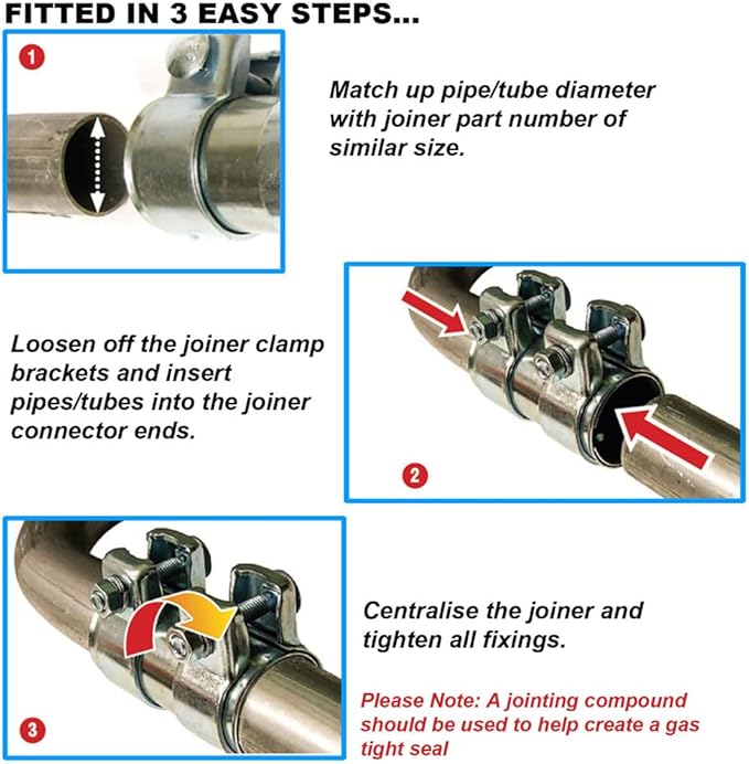 Adjustable Exhaust Pipe Joiner – 48–50mm x 80mm