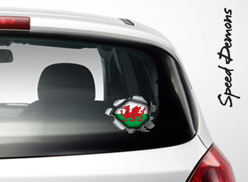 Speed Demons Flag Sticker – Self Adhesive Graphic-Wales (Football/Rugby)-Standard