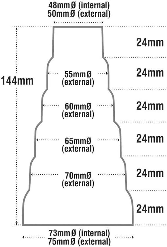 E‑Tech 6 Step Exhaust Pipe Reducer 50–75mm