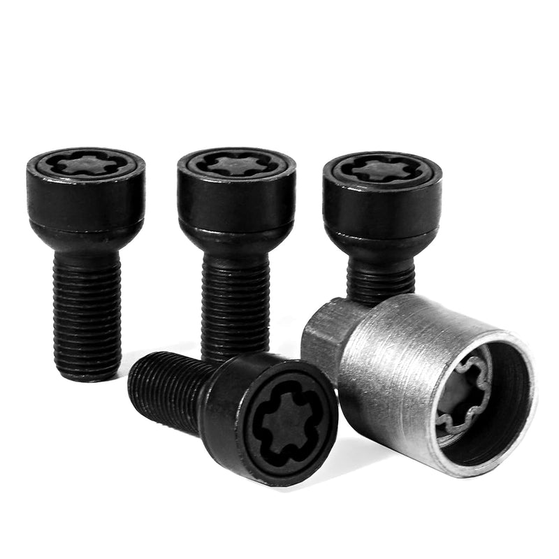 E-Tech EVO5 Locking Wheel Bolt Set VW Audi M14x1.5 Black