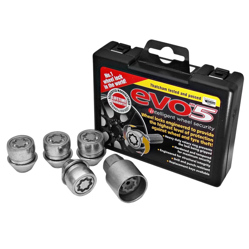 E-Tech EVO5 Locking Wheel Nut Set Ford Pre-2012 M12x1.5 Silver