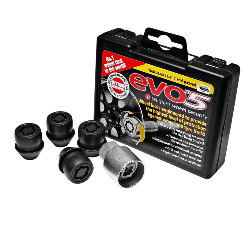 E-Tech EVO5 Locking Wheel Nut Set Ford Pre-2012 M12x1.5 Black