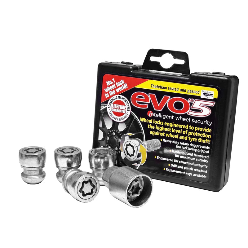 E-Tech EVO5 Locking Wheel Nut Set Honda M12x1.5 Silver
