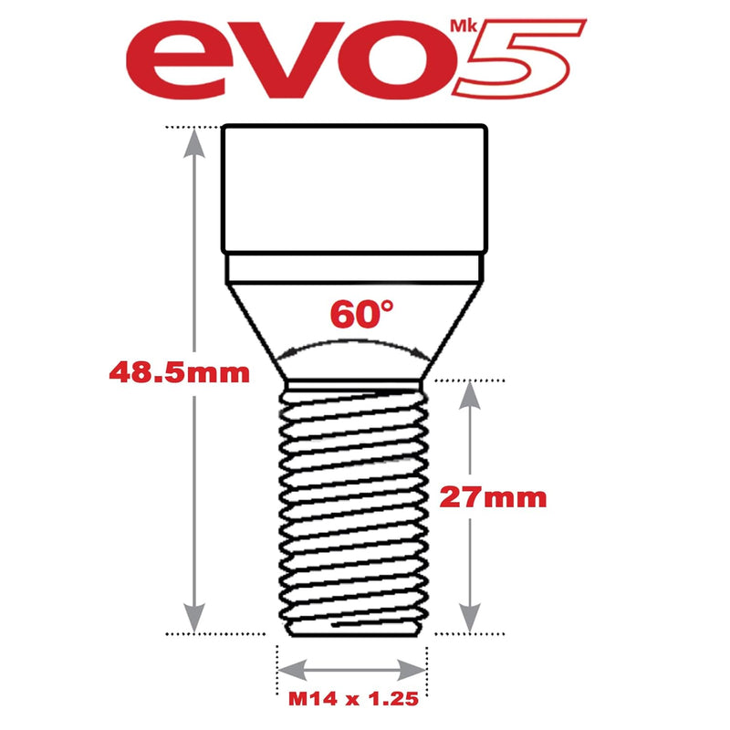E-Tech EVO5 Locking Wheel Bolt Set BMW M14x1.25 Black