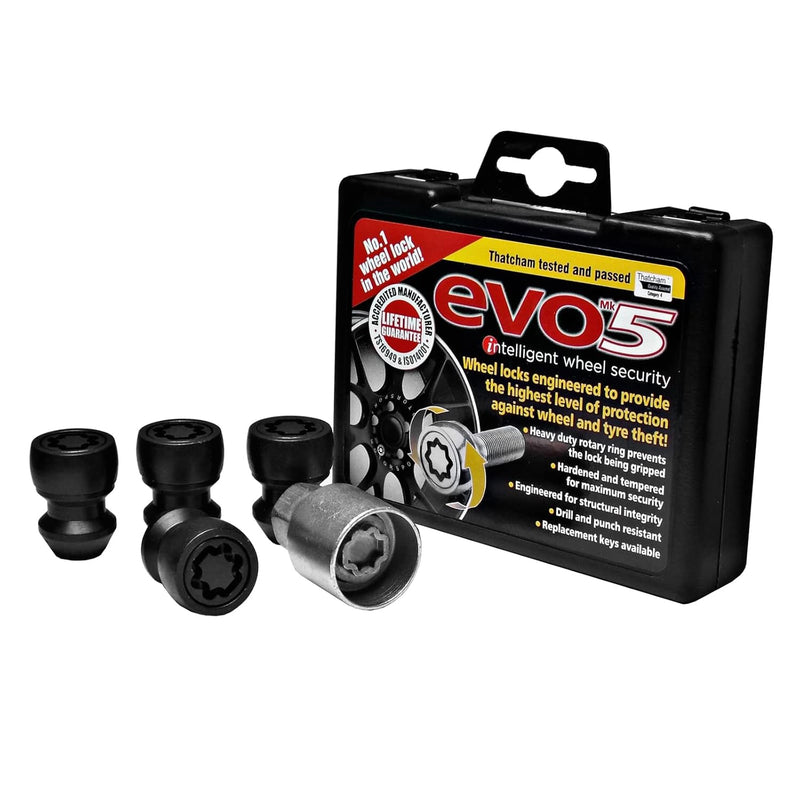 E-Tech EVO5 Locking Wheel Nut Set Ford Post-2012 M12x1.5 Black