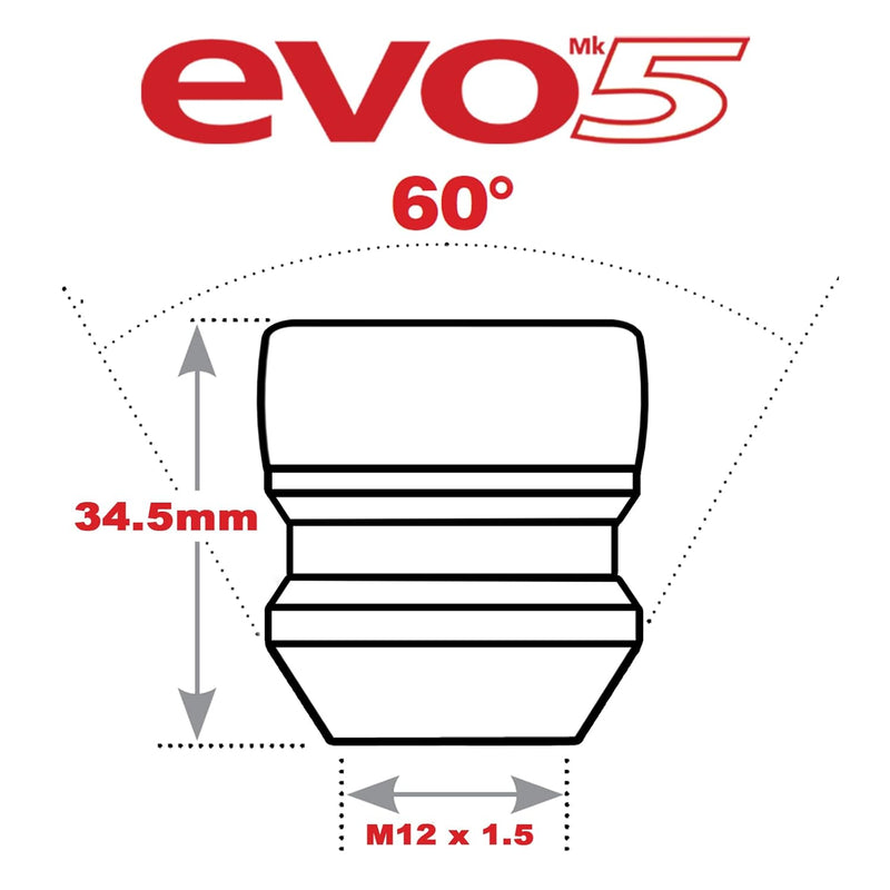 E-Tech EVO5 Locking Wheel Nut Set Ford Post-2012 M12x1.5 Black