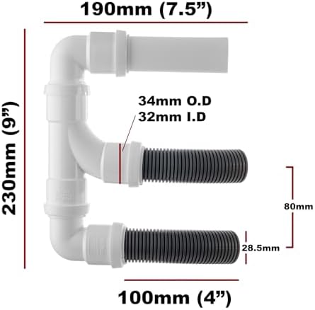 Twin Caravan & Motorhome Waste Water Outlet Pipe System – FloPlast Fittings-Pipe Length-4 Metre