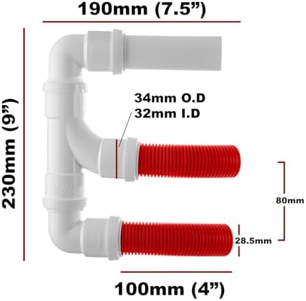 Red High Visibility Twin Caravan & Motorhome Waste Water Outlet Pipe System – FloPlast Fittings-Pipe Length-4 Metre