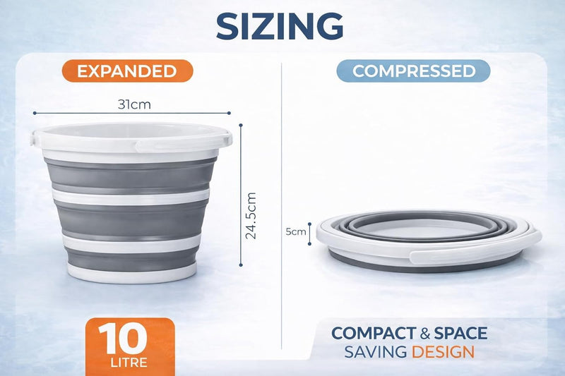Collapsible 10L Camping Bucket – Foldable Silicone