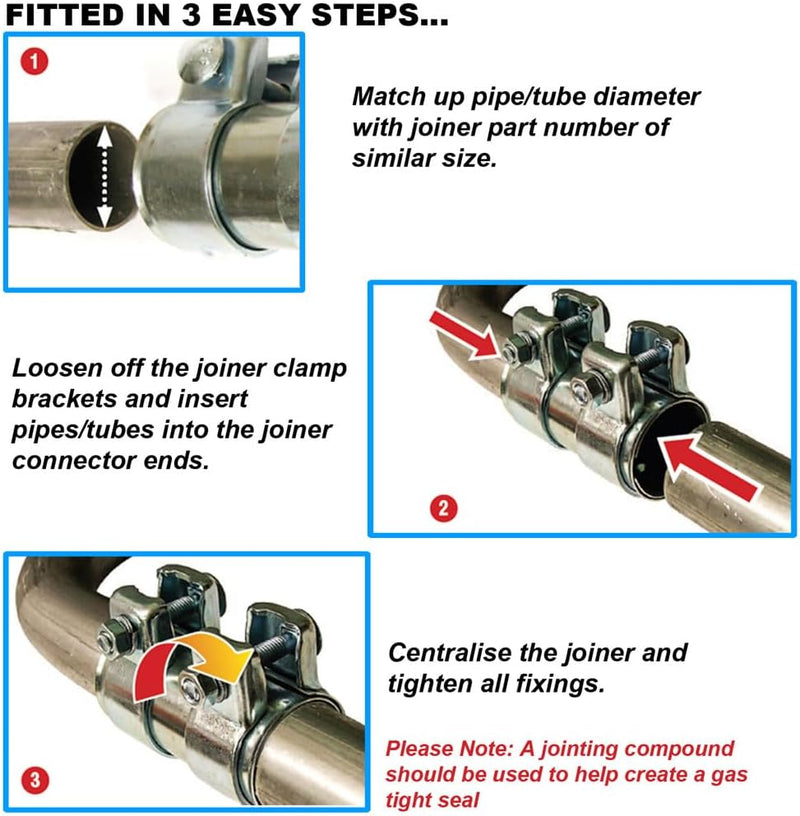 Adjustable Exhaust Pipe Joiner – 43–45mm x 125mm