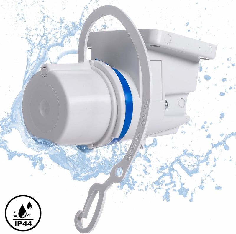 230V 16A Caravan Inlet Socket with Waterproof Cap