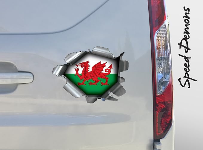 Speed Demons Flag Sticker – Self Adhesive Graphic-Wales (Side Flash)-Standard